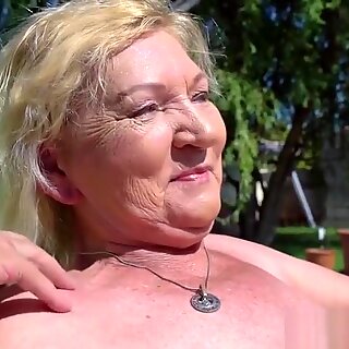European grandma facialized and pounded