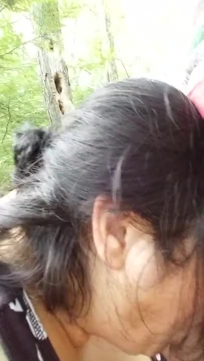 cheating latina wife sucking cock in woods at rest area prt3
