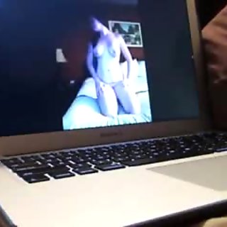 Cuckold hubby watches Skype of wife